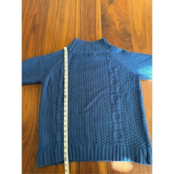 Love & Harmony Womens Blue Red Hearts Acrylic Cable Knit Fisherman Sweater Large - Picture 5 of 9